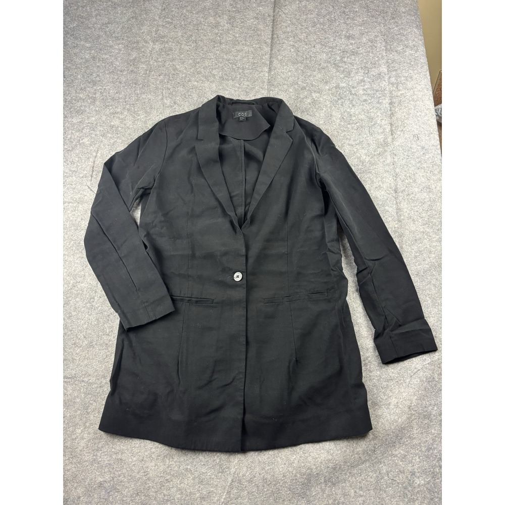 COS Women XS EU 34 Single Button Blazer Jacket Black Minimalist Quiet Luxury